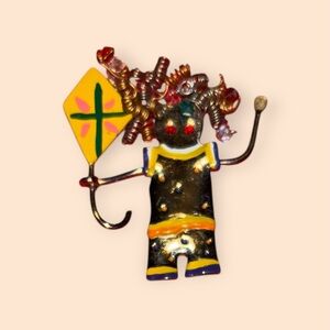 Colorful Kite-Playing Toy Figure